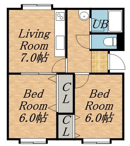 アポロシティ28(2DK/4階)の間取り写真