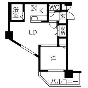 メディカルコート東札幌(1LDK/9階)の間取り写真