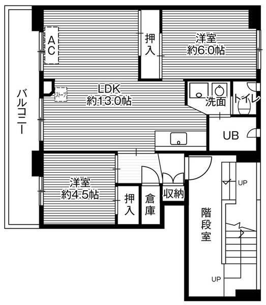 ビレッジハウス 札苗 3(3DK/3階)の間取り写真