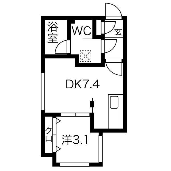 CENTRISE(1DK/3階)の間取り写真