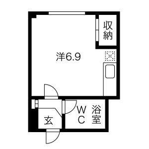 福住ビル(ワンルーム/2階)の間取り写真