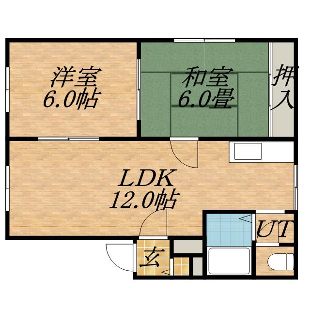 12条EI(2LDK/2階)の間取り写真