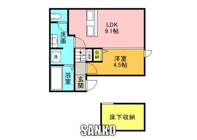 エスパニア札幌Ⅴ(1LDK/1階)の間取り写真