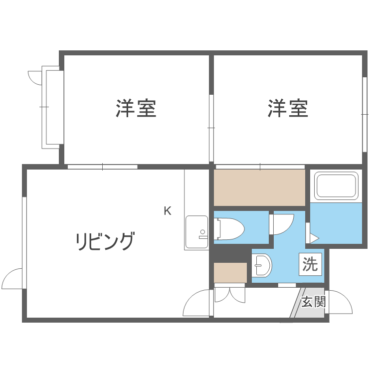 ハイツ24(2LDK/2階)の間取り写真