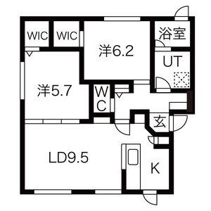 MAISON FRAGRANCE(2LDK/1階)の間取り写真