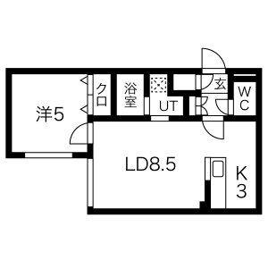 クラリス菊水Ⅱ(1LDK/3階)の間取り写真