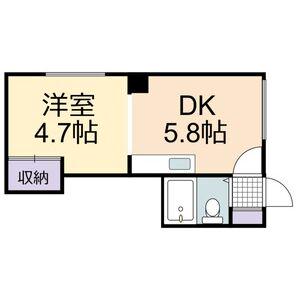 ハイツミヤカミ(1DK/2階)の間取り写真