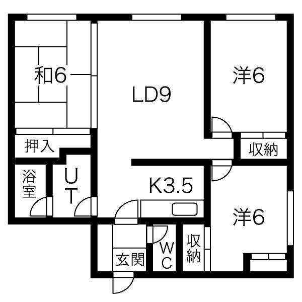 メゾンにれの樹(3LDK/1階)の間取り写真