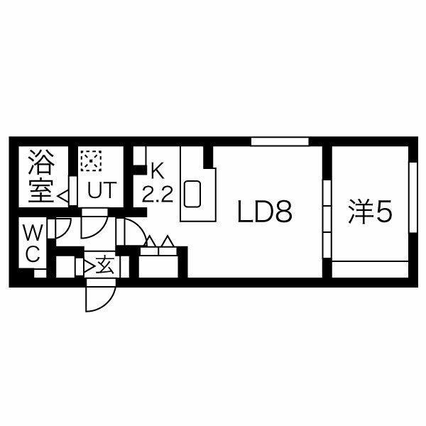 WONDERWALL栄通(1LDK/2階)の間取り写真