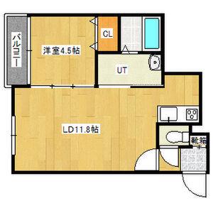 A BOND東札幌(1LDK/1階)の間取り写真