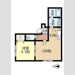 Kコート北19条(1LDK/2階)の間取り写真