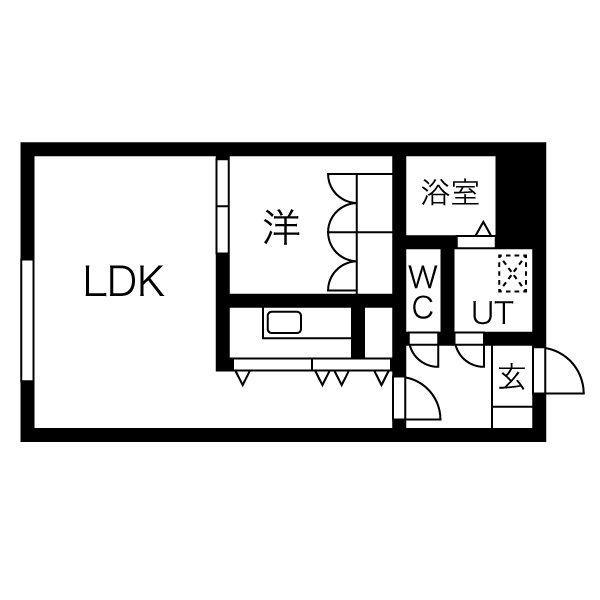 E-ONE(1LDK/2階)の間取り写真