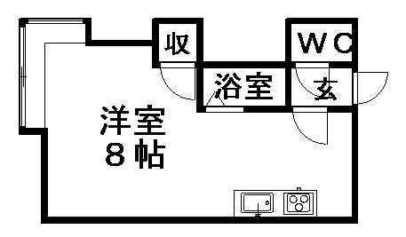 コスモ菊水(ワンルーム/2階)の間取り写真