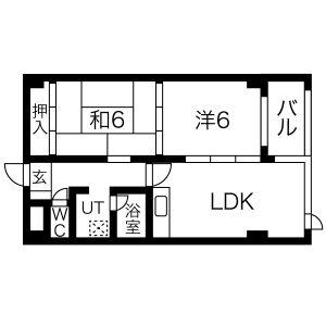 ミズキビルA棟(2LDK/3階)の間取り写真