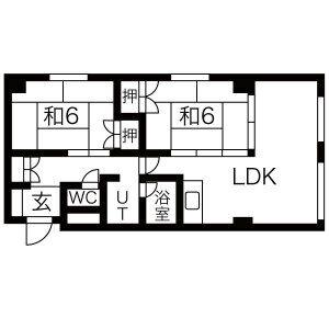 ミズキビルB棟(2LDK/3階)の間取り写真
