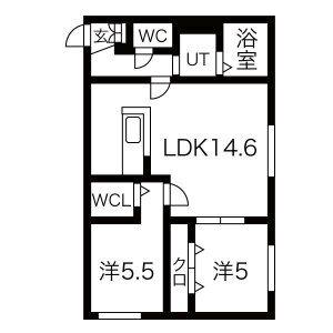 ラベイユドール(2LDK/2階)の間取り写真