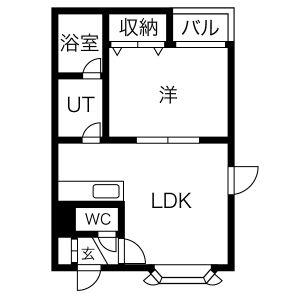 ローズマンション(1LDK/2階)の間取り写真