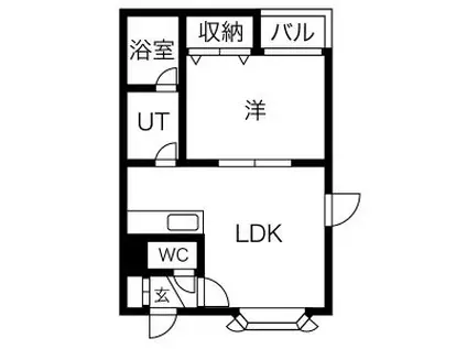 ローズマンション(1LDK/2階)の間取り写真