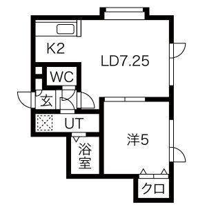 フォート・デルッシ(1LDK/2階)の間取り写真