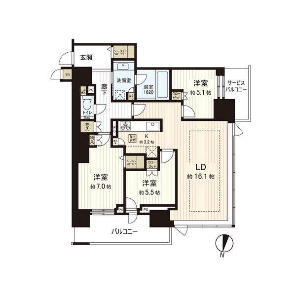 ONE札幌ステーションタワー(3LDK/14階)の間取り写真