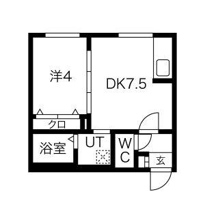MAISON KAMUY 本郷通(1DK/1階)の間取り写真