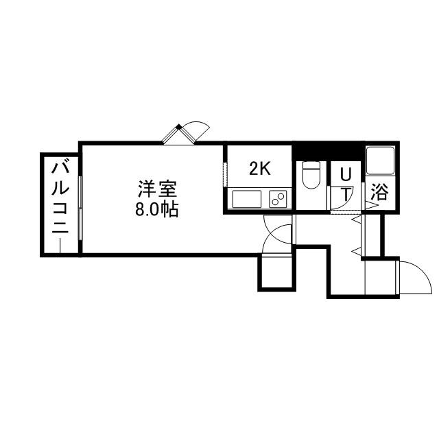 トラストコート17(1K/2階)の間取り写真