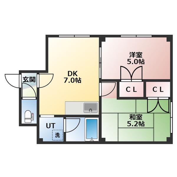 STATE RILA(2DK/3階)の間取り写真