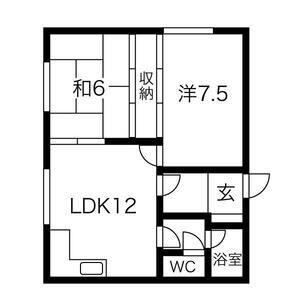 はまなすマンション(2LDK/1階)の間取り写真