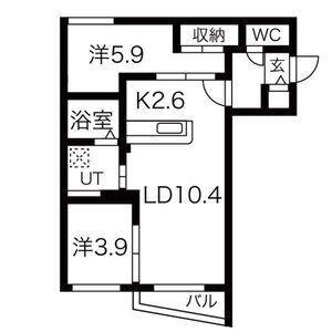 トロワドメーヌ(2LDK/3階)の間取り写真