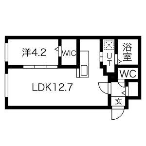 ラグナベルデ北郷(1LDK/1階)の間取り写真