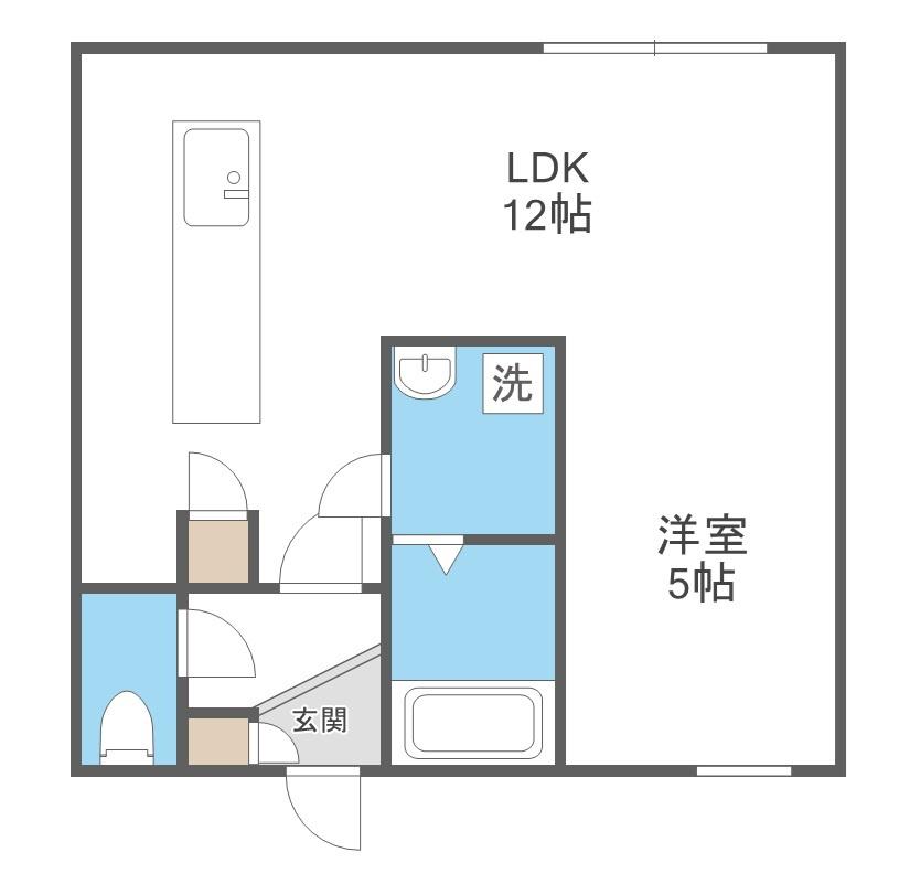 PROUD南郷(1LDK/1階)の間取り写真