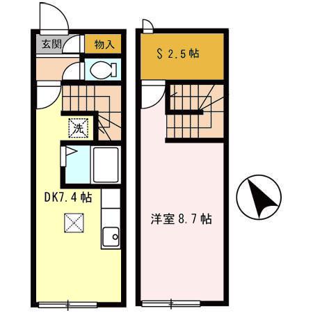 クレアシオン　Ⅱ(1DK)の間取り写真