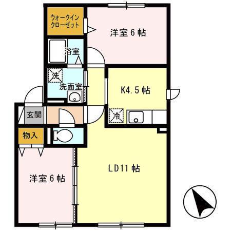 メゾン梅本(2LDK/2階)の間取り写真