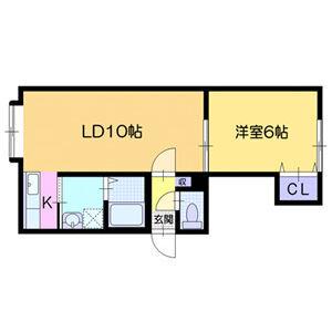 ベルツリーⅢ(1DK/2階)の間取り写真