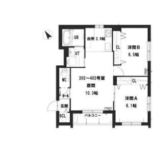 グランメール スカイ プレミアム札幌(2LDK/4階)の間取り写真