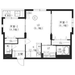 インフィニティN22E1(2LDK/2階)の間取り写真