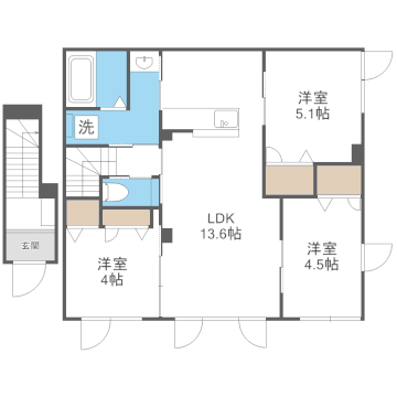 グルワール本町(3LDK/2階)の間取り写真
