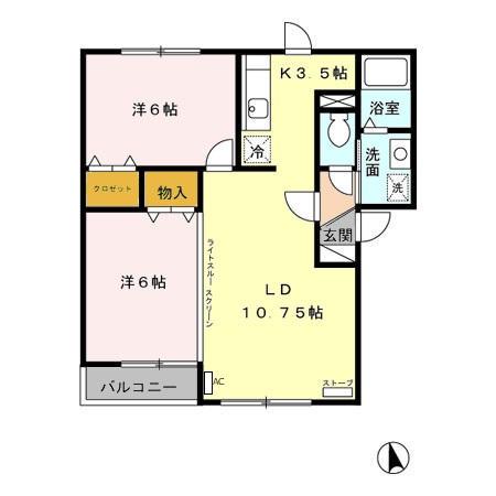 フォルスD(2LDK/2階)の間取り写真