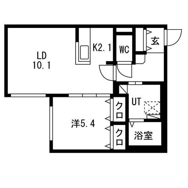 POMMERAIE北13条(1LDK/1階)の間取り写真