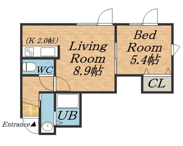 サンセット(1LDK/2階)の間取り写真