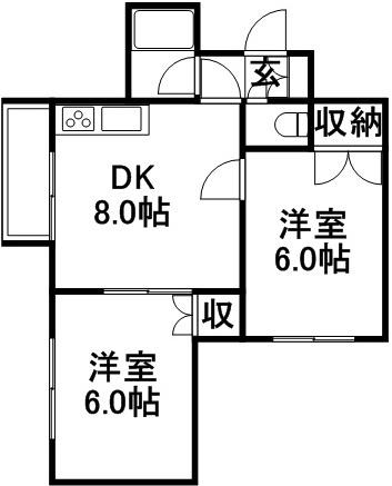 ステージイン20(2DK/2階)の間取り写真