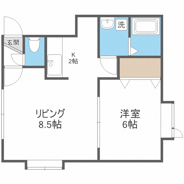 カーサ東武(1LDK/1階)の間取り写真