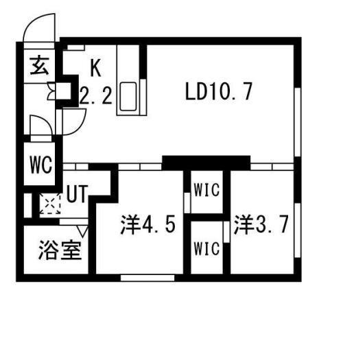 LUX FORT Ⅲ(2LDK/4階)の間取り写真