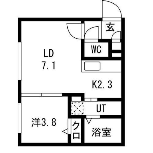 LUX FORT Ⅲ(1LDK/1階)の間取り写真