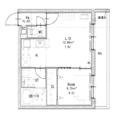 JEEK BLAU MOTOMACHI(1LDK/2階)の間取り写真