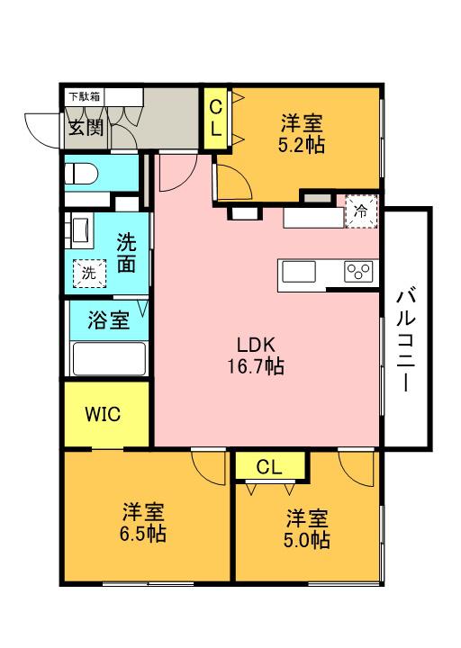 北23東10MS(3LDK/4階)の間取り写真