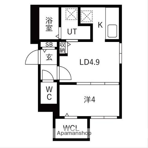 MAISON RIEL 東区役所前(1DK/1階)の間取り写真
