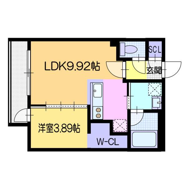 ラ・シュエット札幌駅(1LDK/2階)の間取り写真
