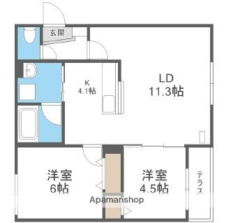 EXCEL CORE(2LDK/1階)の間取り写真