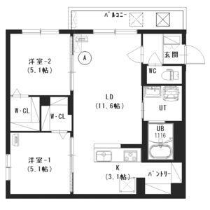 BLANC TERRACE 白石(2LDK/2階)の間取り写真